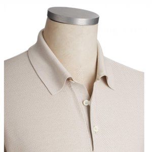 ERMENEGILDO ZEGNA Long Sleeve Silk Polo Medium(50)